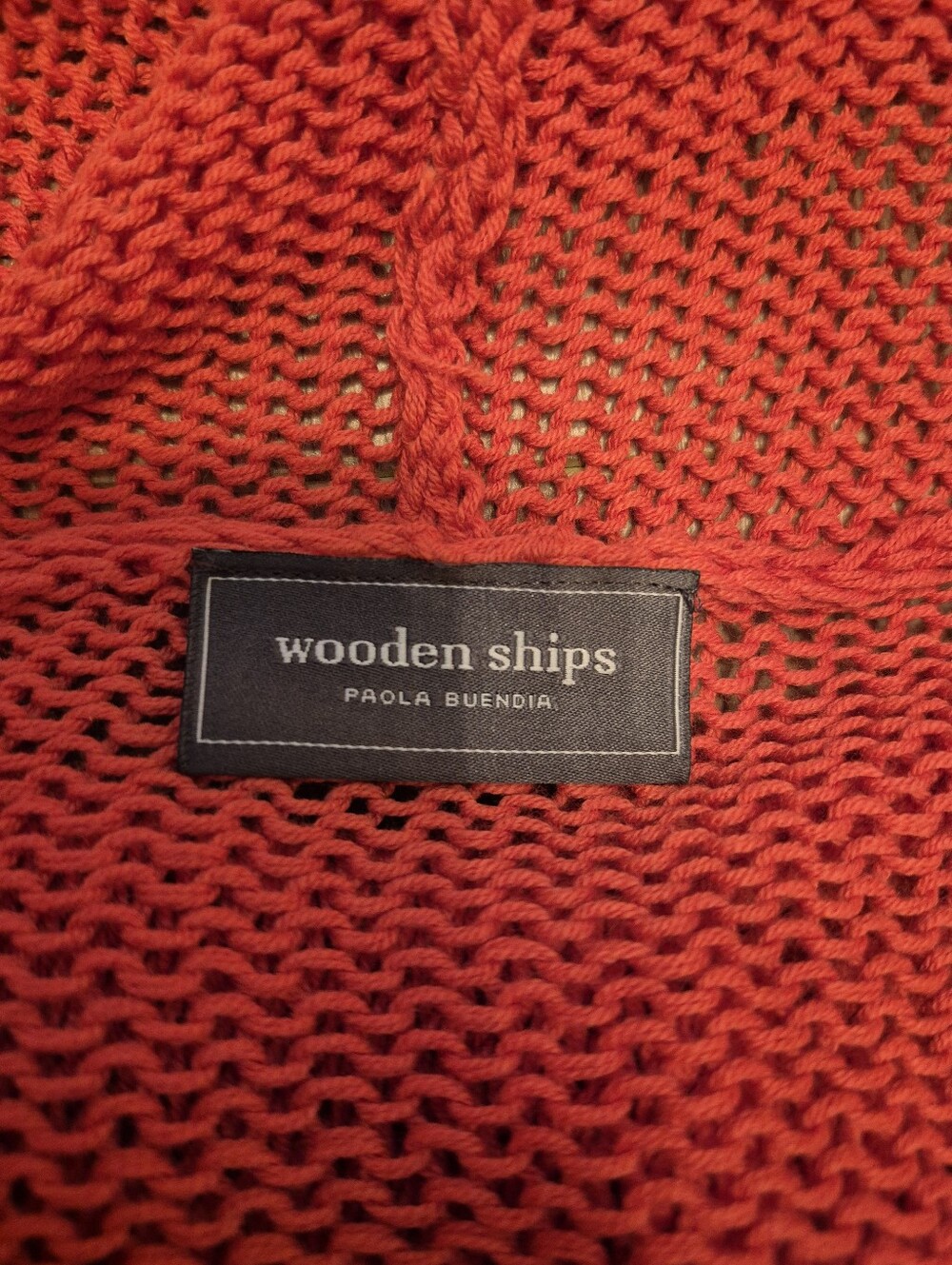 Wooden Ships Women's Nautical Boho Beach Coral Open-Front Knit Cardigan Size M/L - Picture 6 of 7